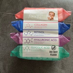 Makeup Cleansing Wipes -Collagen, Retinol, Hyaluronic Acid, Glycolic Acid 4 pack